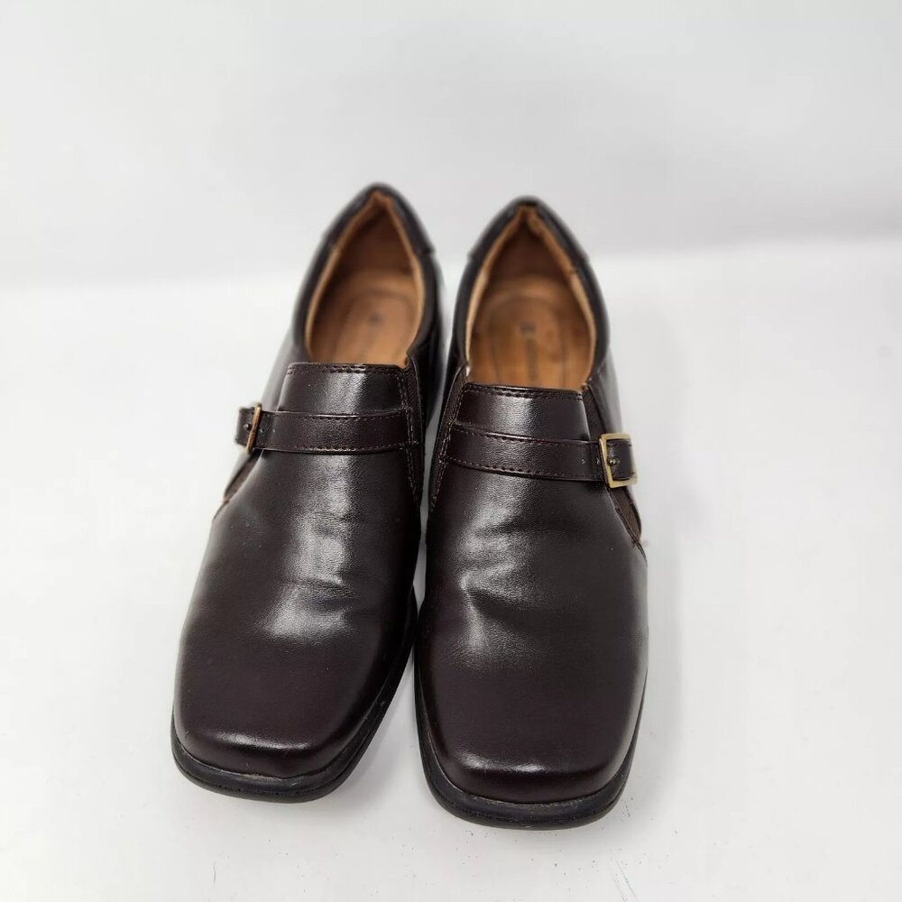 Naturalizer brown faux Leather Women's heeled Loafers Size 7M buckle
